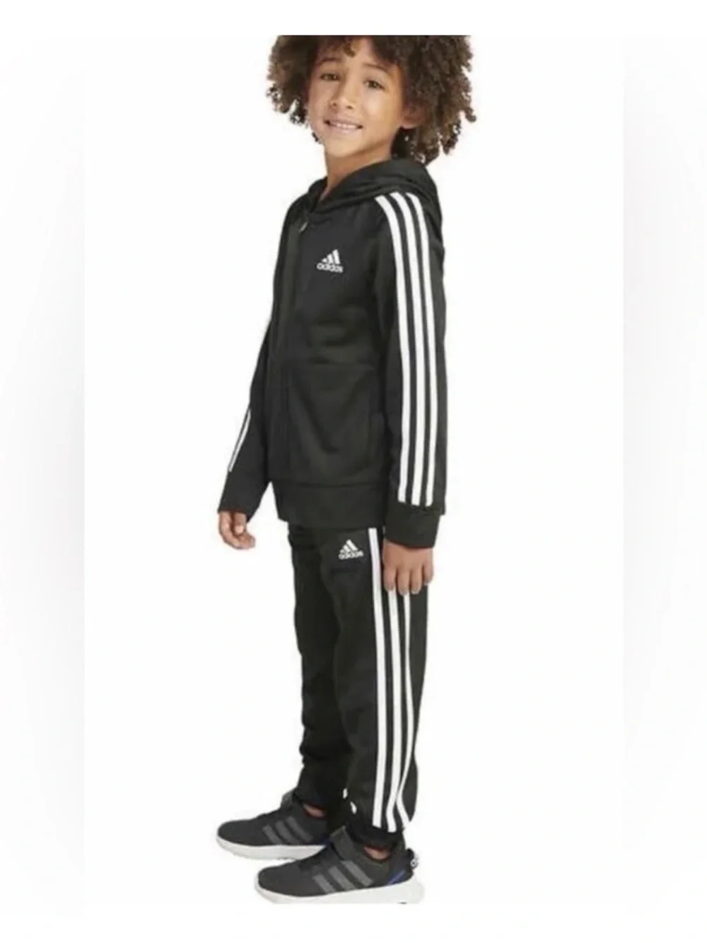 Adidas Black Tracksuit Jacket & Pants with White Stripes  SIZE 5